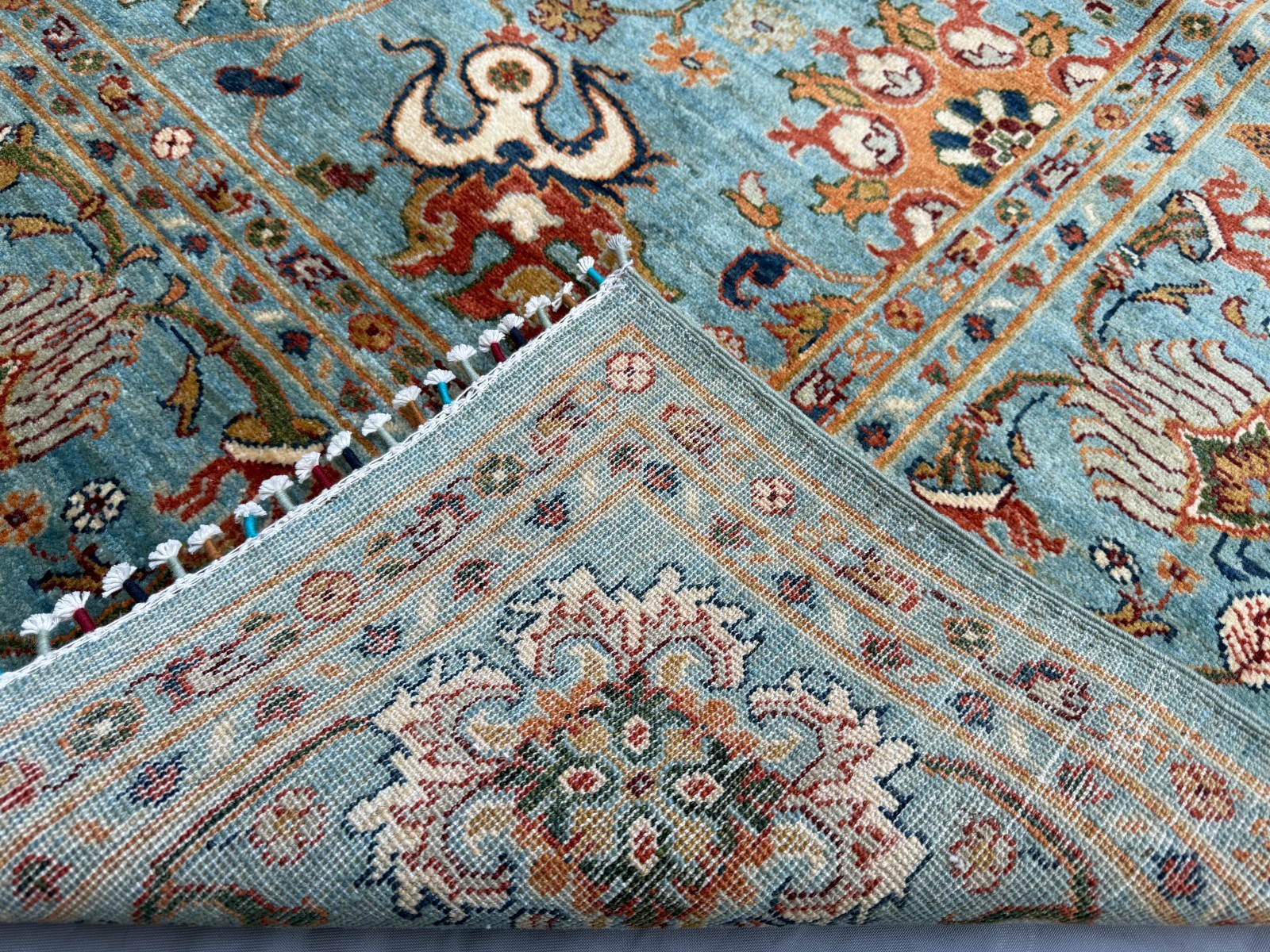 Fine Hand Knotted Afghan Sultani Rug 8×10 ft Blue Turkmen Oriental Wool Carpet