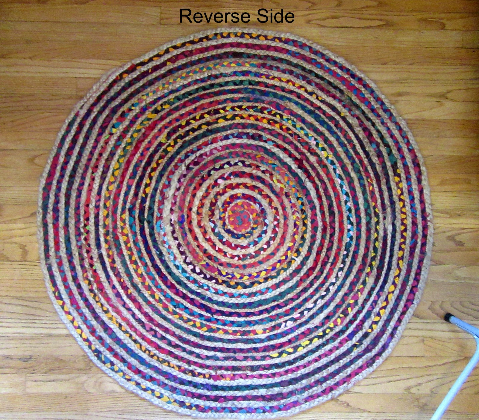 Round Rug 4′ x 4′ Jute & Cotton Braided Rug – Bright Multicolor Farmhouse