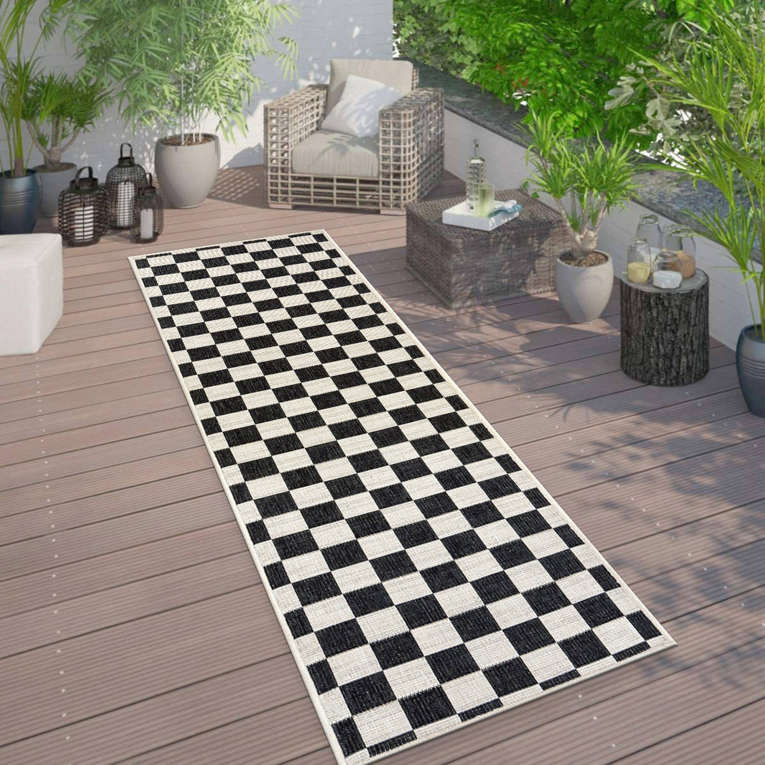 Rugshop Outdoor Carpet Checkered Weather Resistant Reversible Indoor/Outdoor Rug