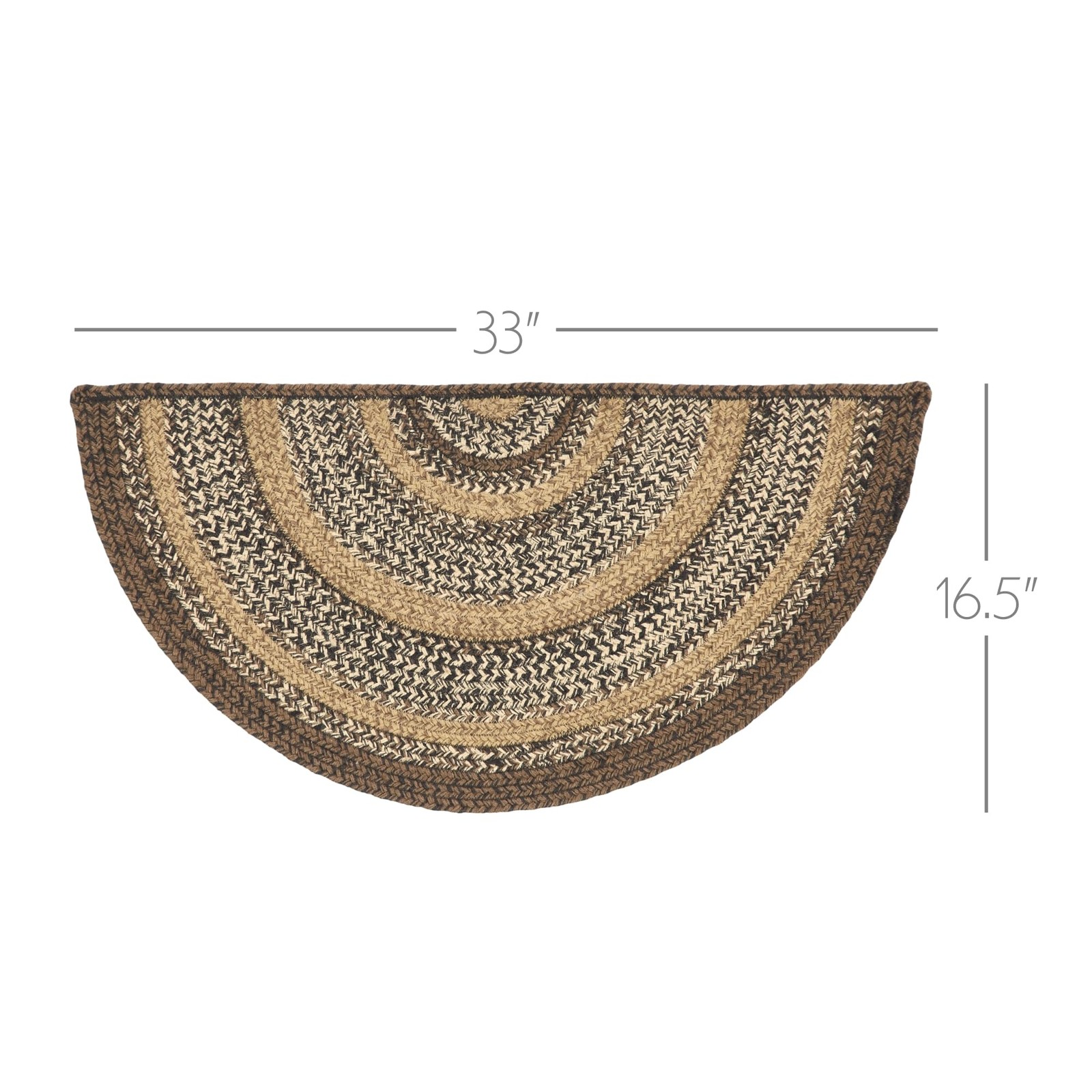 VHC Brands Espresso Rug with PVC Pad, Jute Blend, Half Circle, Brown Black Tan W