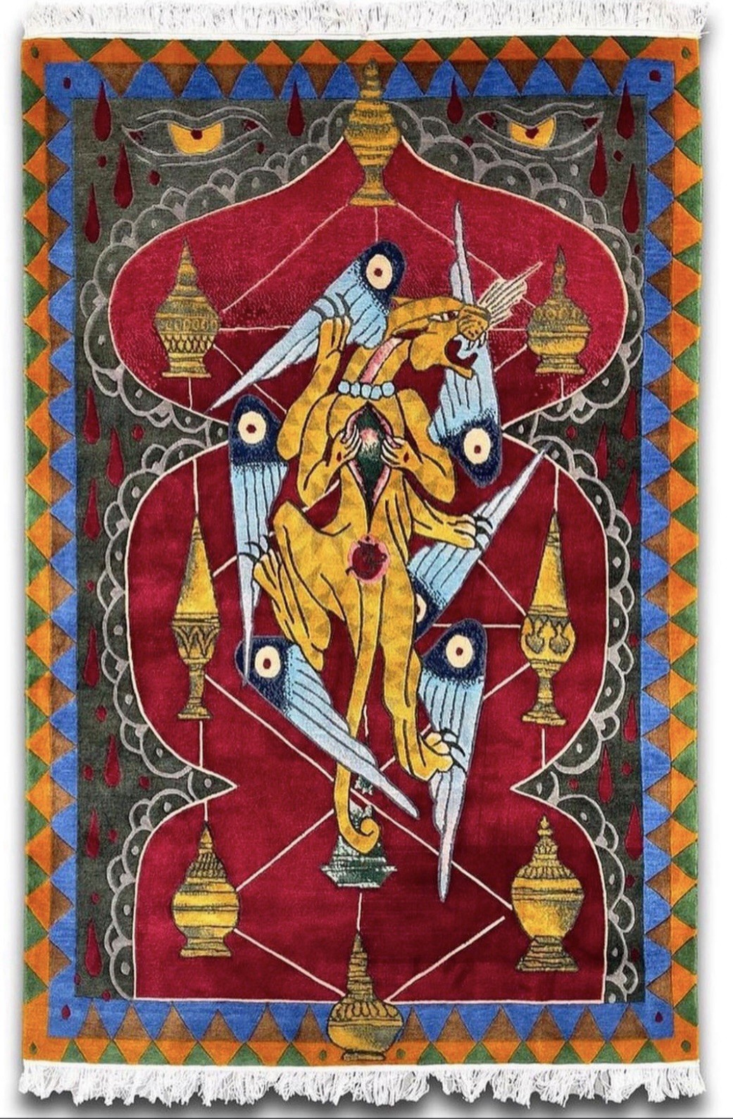 Original Huge Wool Rug Made In Tibet Hand Knotted