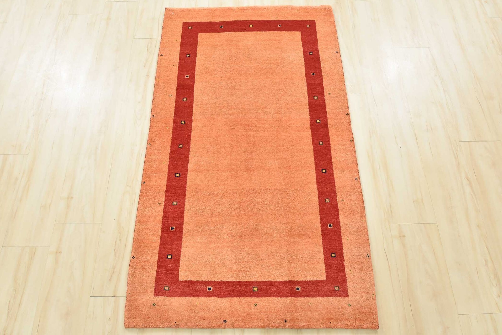 Gabbeh Rug 2’11” x 5’1” Orange Wool Contemporary Hand-Knotted Carpet