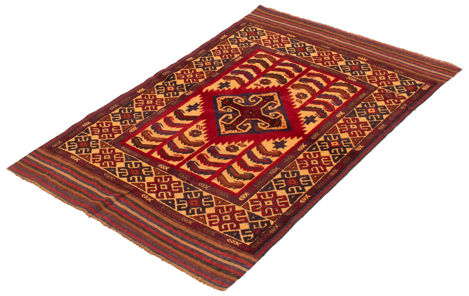 Traditional Hand-knotted Area Rug 4’0″ x 6’3″ Tan Oriental Carpet