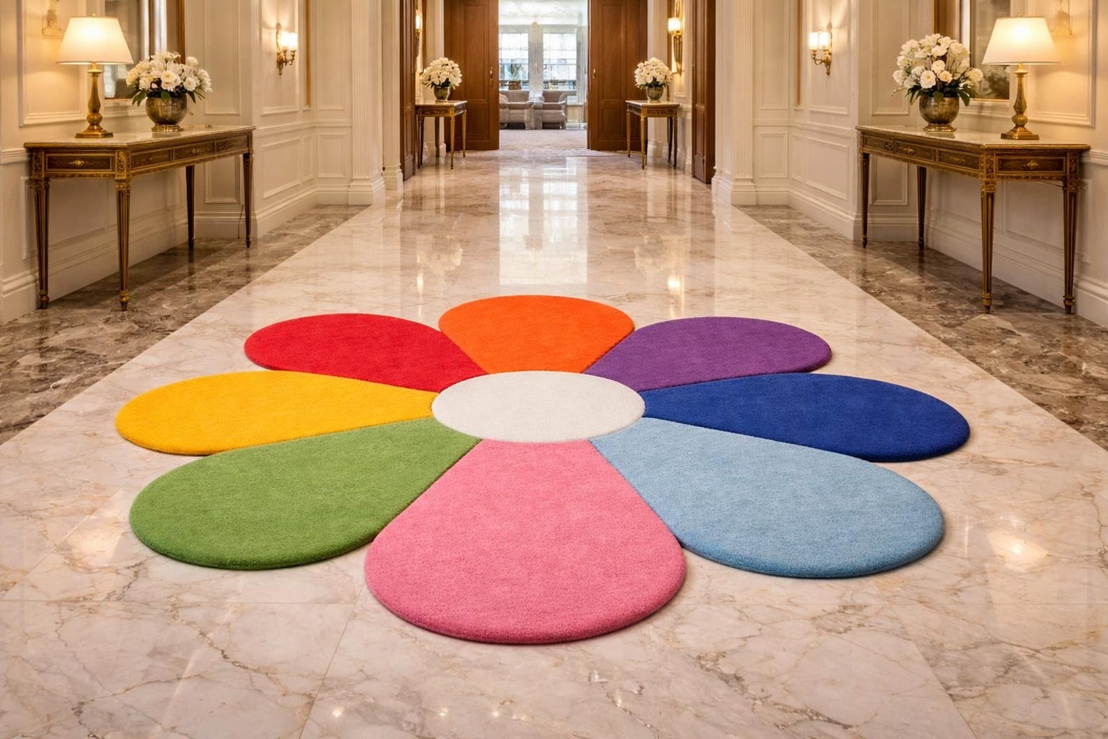 Colorful Flower Shape Area Rug Soft Plush Kids Room Carpet Mat 3X3 4X4 5X5 Feet
