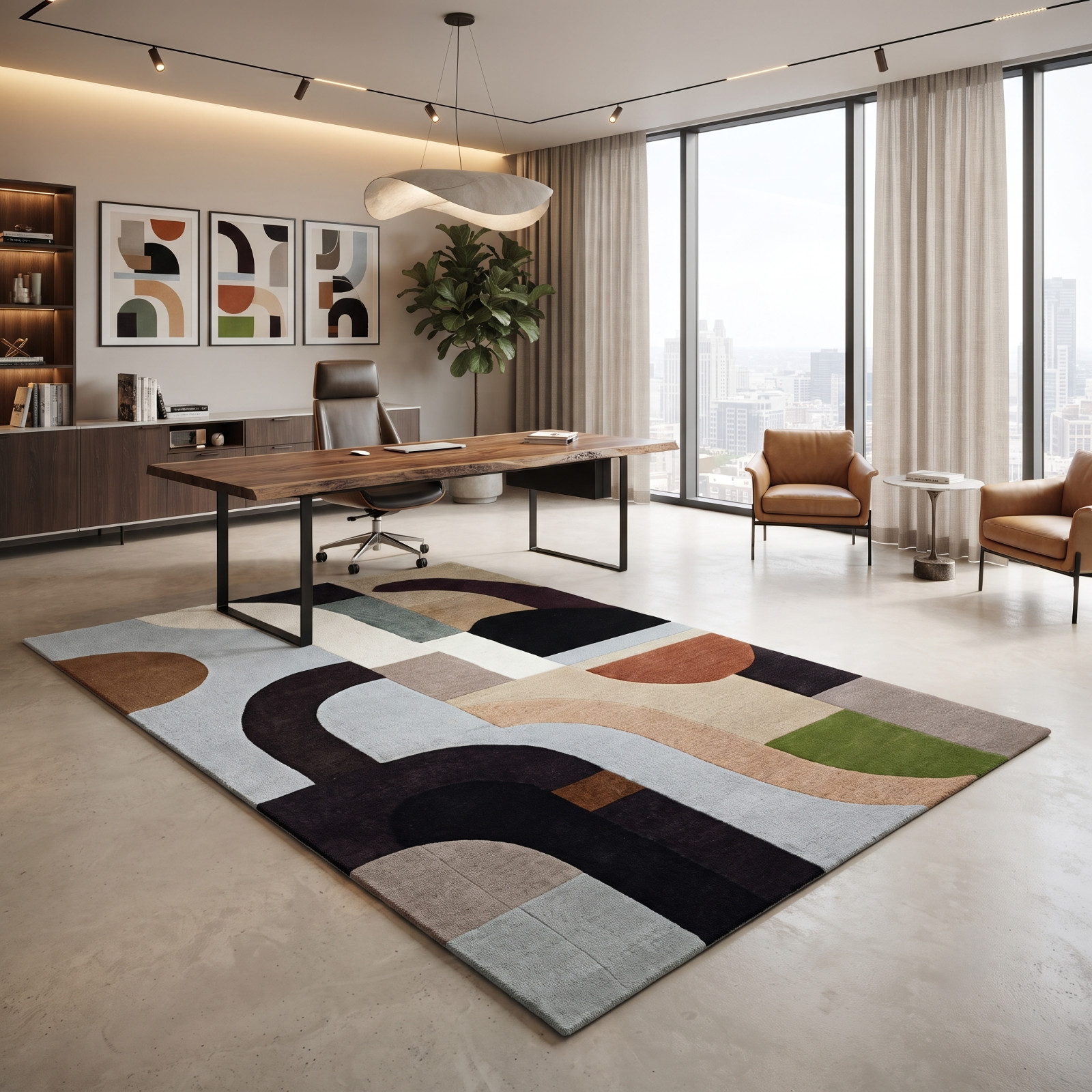 8×10 Hand Tufted Wool Rug Modern Abstract Area Carpet Living Room Multicolor
