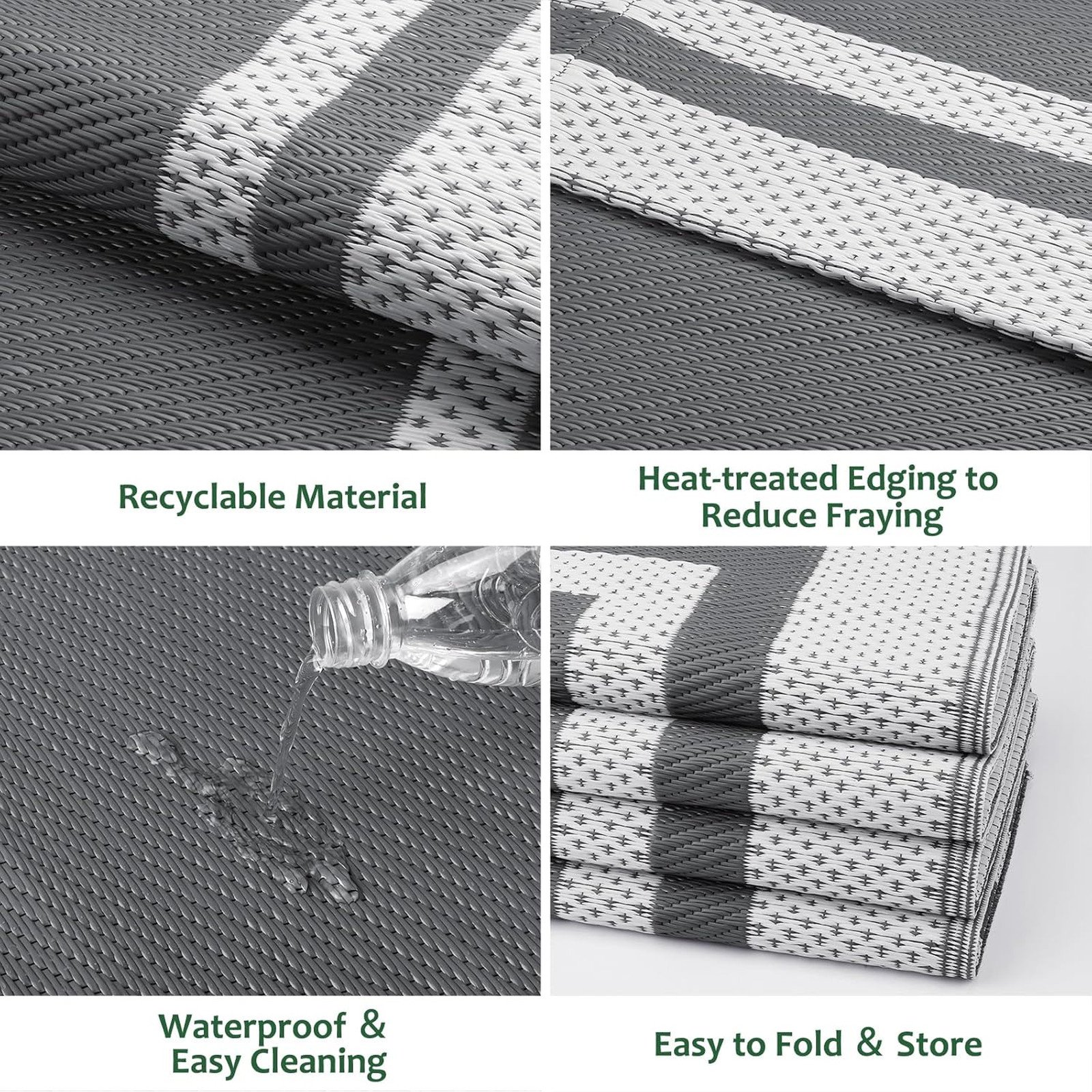 Outdoor Reversible Rug Plastic Straw Camping Mat for Patio Deck Porch Balcony