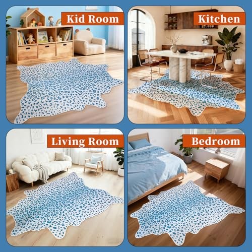Leopard Rug, Cheetah Print Area Rug 5.2×6.5 Feet Faux Animal Print Skin Carpet