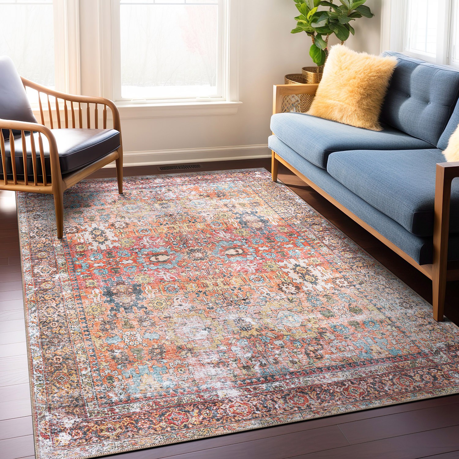 Rugshop Rugs Transitional Distressed Machine Washable Non Slip Rugs for Sale 5×7