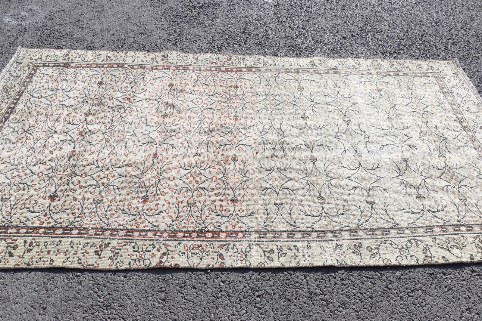 Turkish Rug, 4,5×8,6 ft Area Rug, White Brown Rug Wool Rug