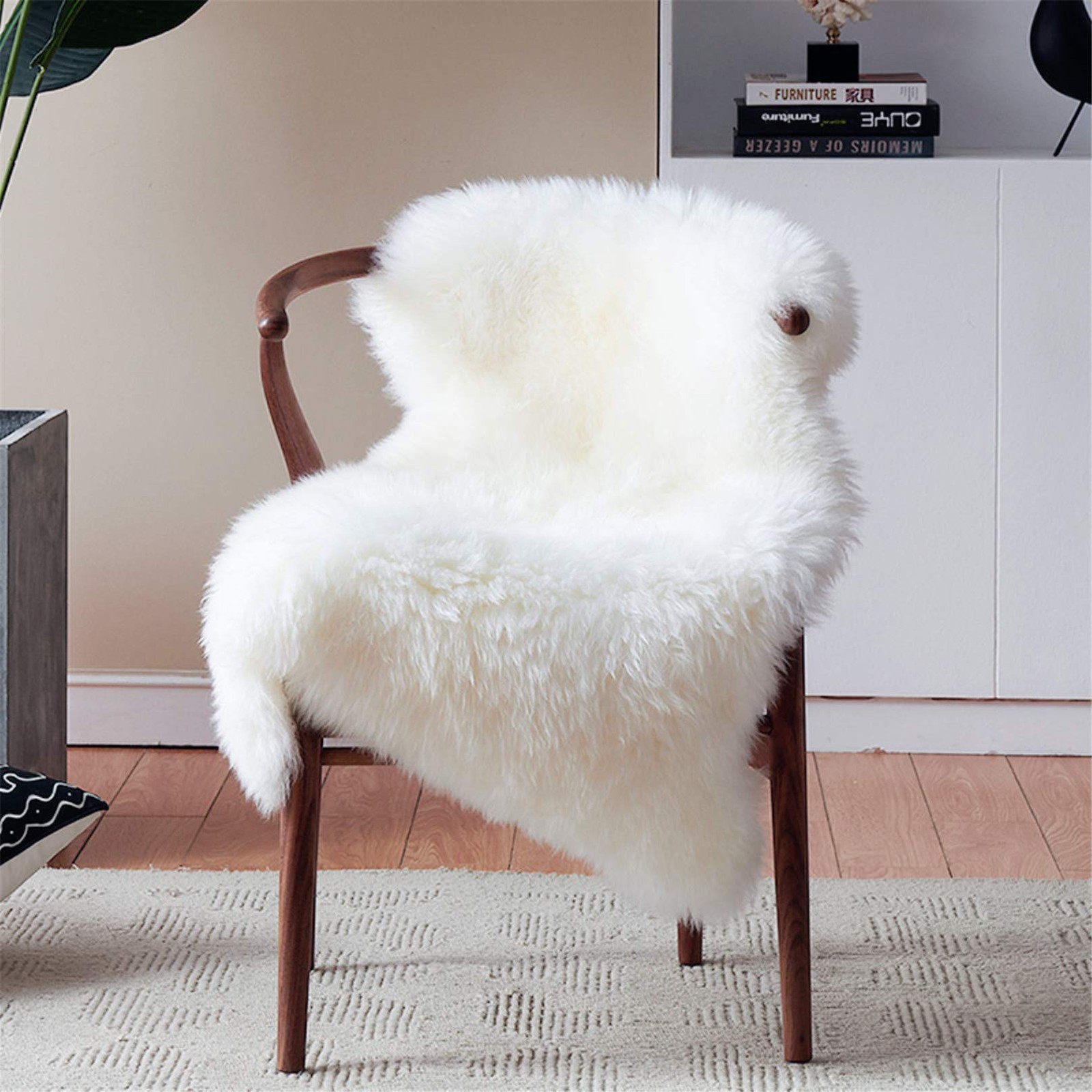 White Faux Sheepskin Throw Rug 2×3 ft, Fluffy Shag Fur Chair Cover Small Beds…