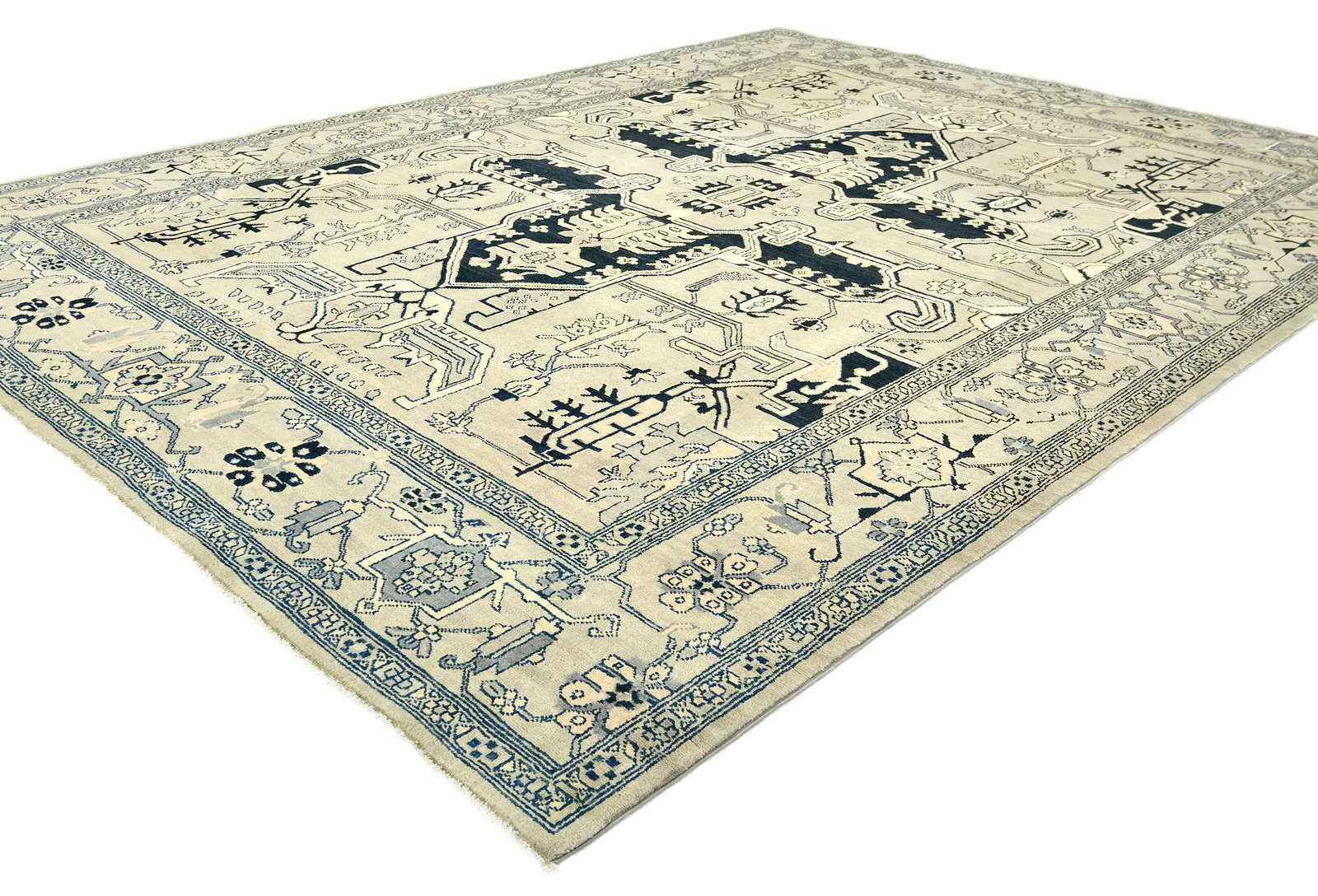 Vintage Style Greige Tribal 8X10 Serapi Oriental Rug Farmhouse Wool Carpet