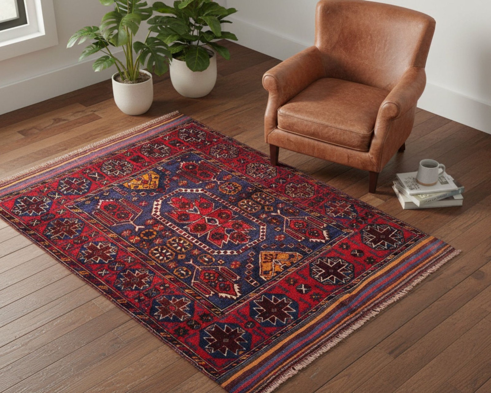 3×6 Vintage Afghan Area Rug Hand Knotted Wool Tribal Bedroom Nomadic Geometric