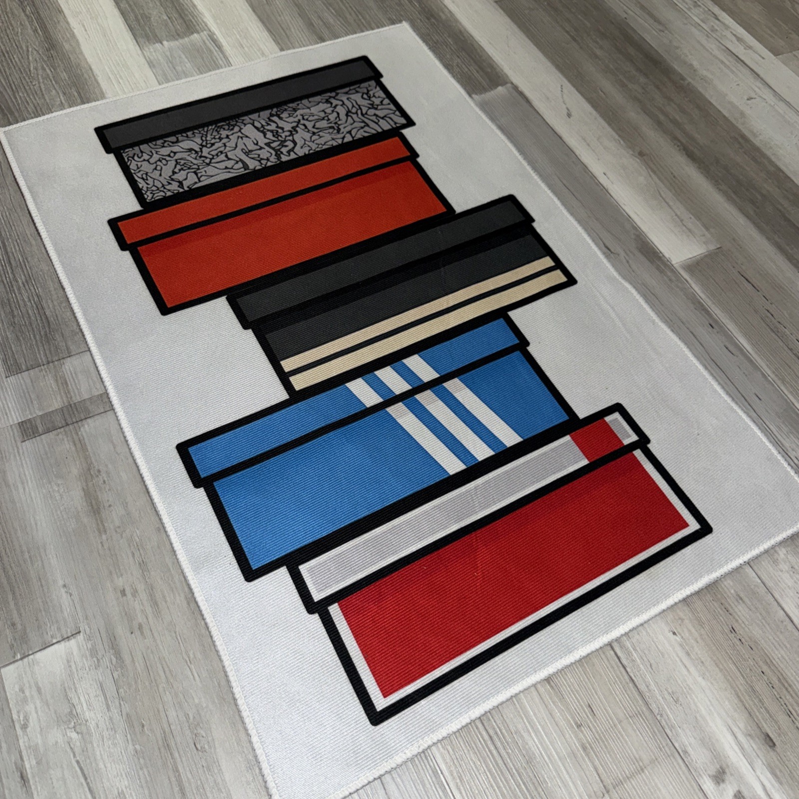 34×24” Shoebox Area Rug Adidas Nike Jordan Box Logos Sneakerhead Hypebeast