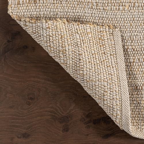 2’6″ x 6′ Elfriede Jute & Cotton Hand Woven Area Rug, Natural, Solid Rustic