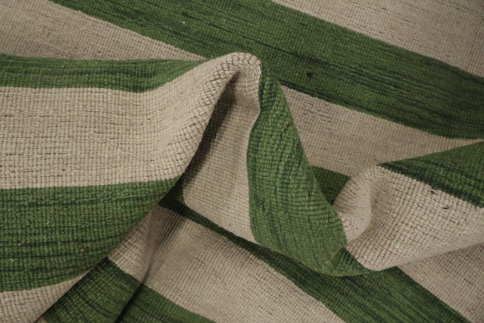 Chic Green/ Ivory Striped Area Rug 5×8 Hand-knotted Wool Modern Style Carpet