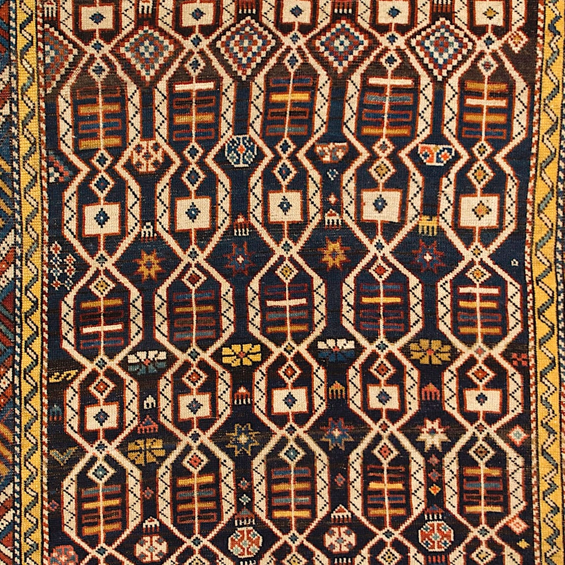 4×5.4 Ft Rare Antique Caucasian Kuba Shirvan Wool Rug, Ca 1880