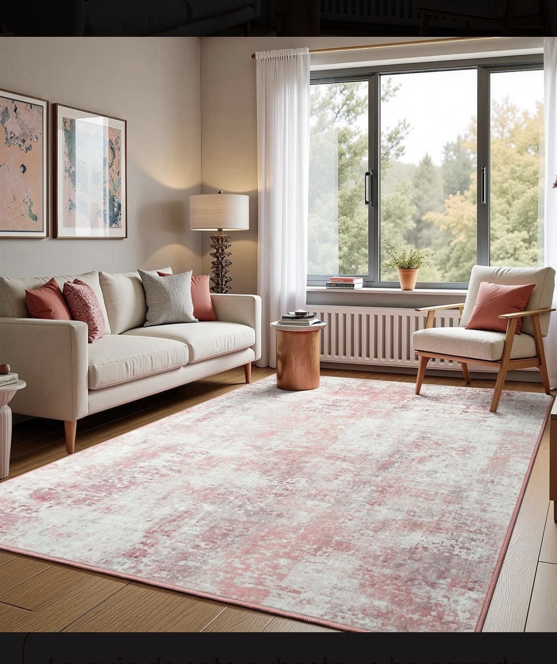 Flagover 5×7 Pink Abstract Area Rug Non-Slip Washable Stain Resistant