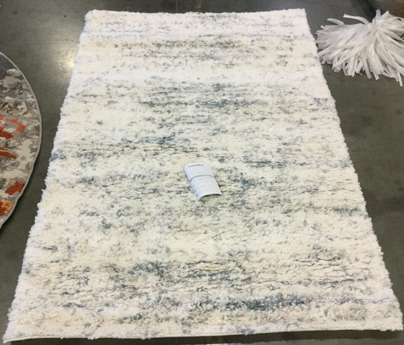 IVORY / TEAL 4′ X 6′ Flaw in Rug, Reduced Price 1172661665 FNT873A-4
