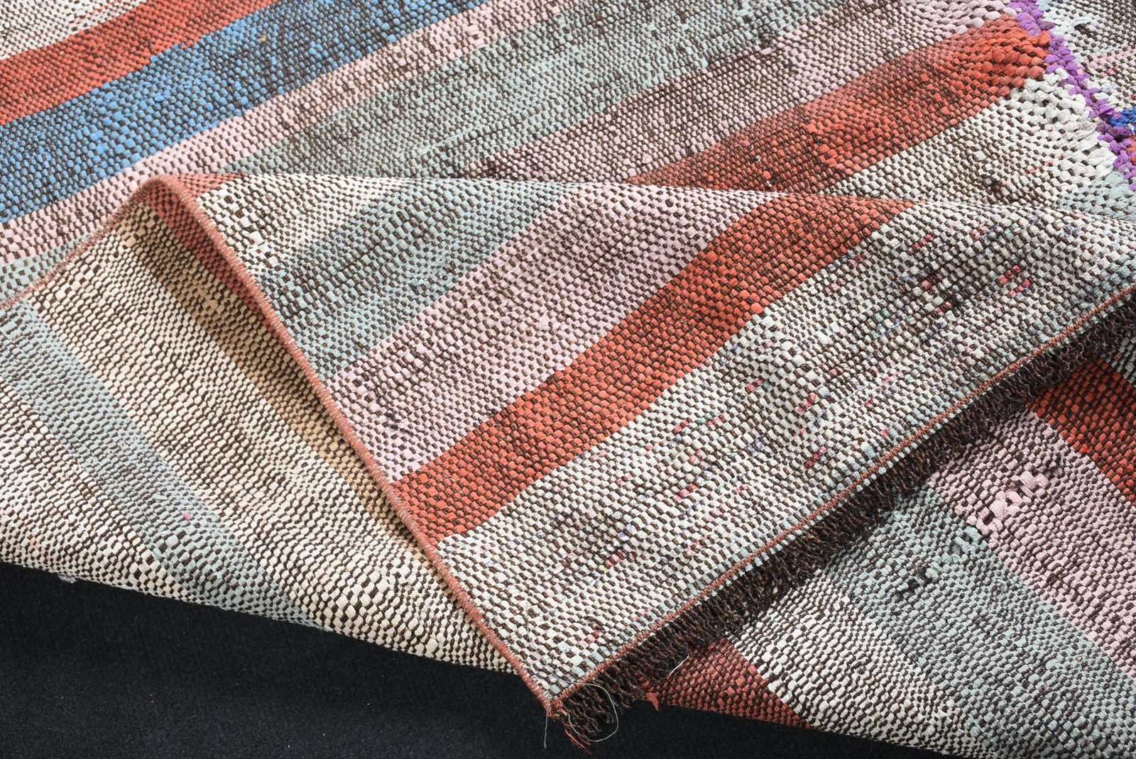 Turkish Large Rug 5,3×8,3 ft, Vintage Kilim Brown Camouflage Wool Rug