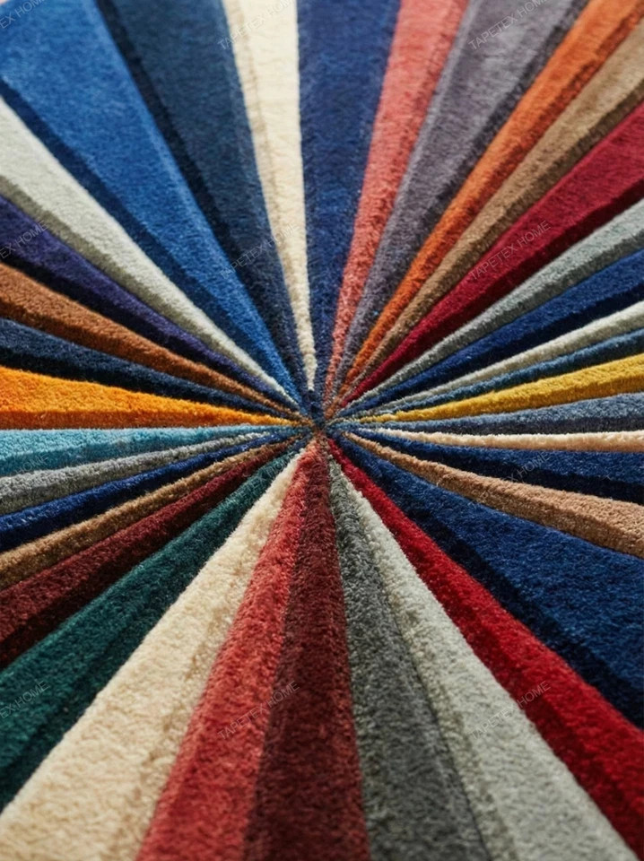 Irregular Shape Rug Hand-Tufted Wool Area Rug – Colorful Modern Bedroom Carpet