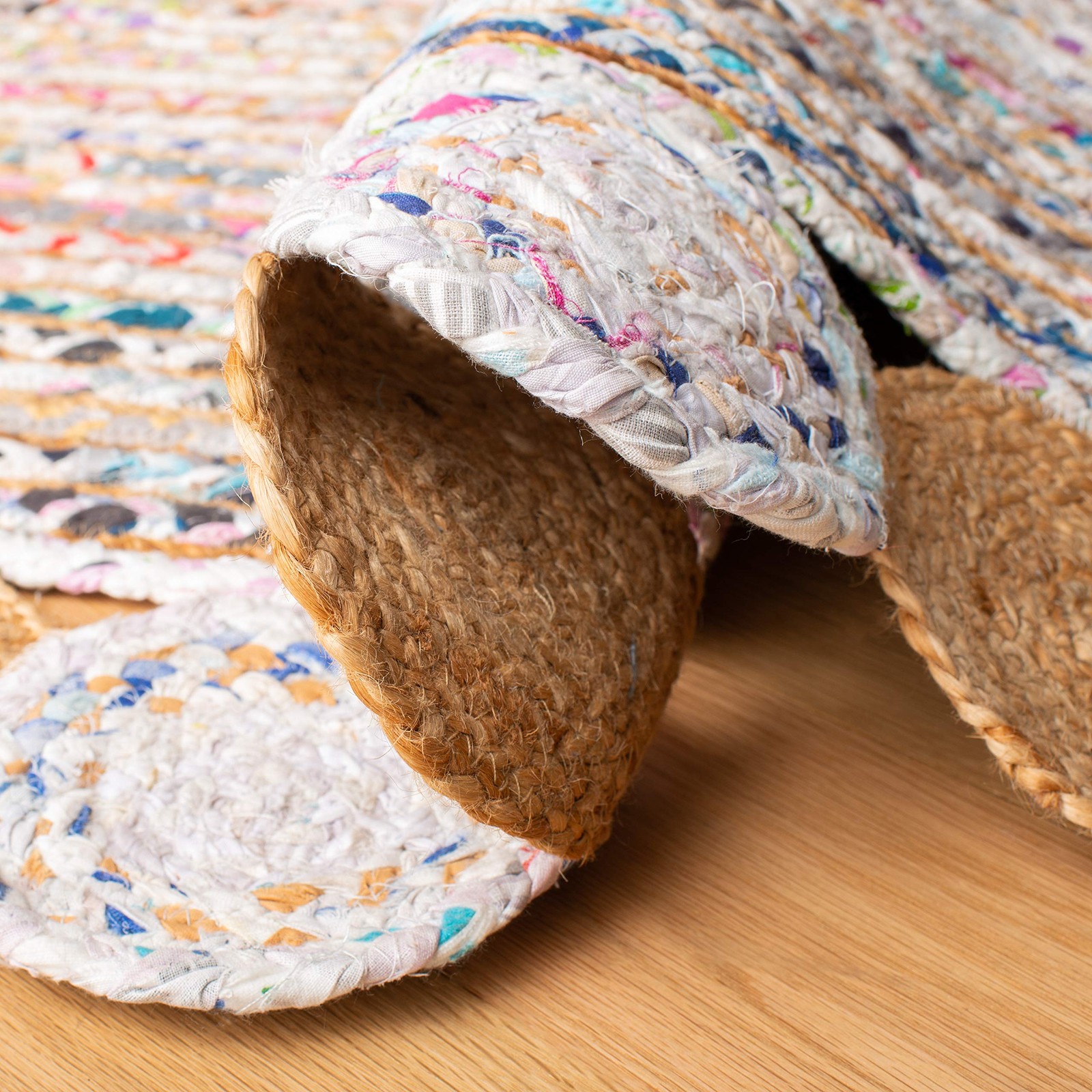 Cape Cod Collection Accent Rug – 4′ x 6′, Beige & Multi, Handmade Boho Braide…