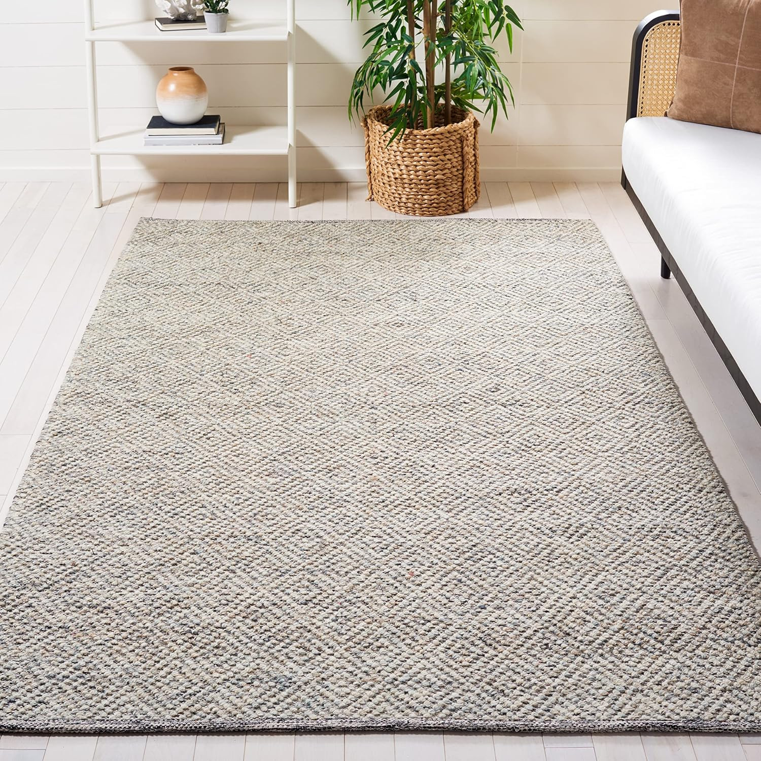 Handmade Wool Area Rug 6′ x 9′ – Camel & Grey for High Traffic Areas
