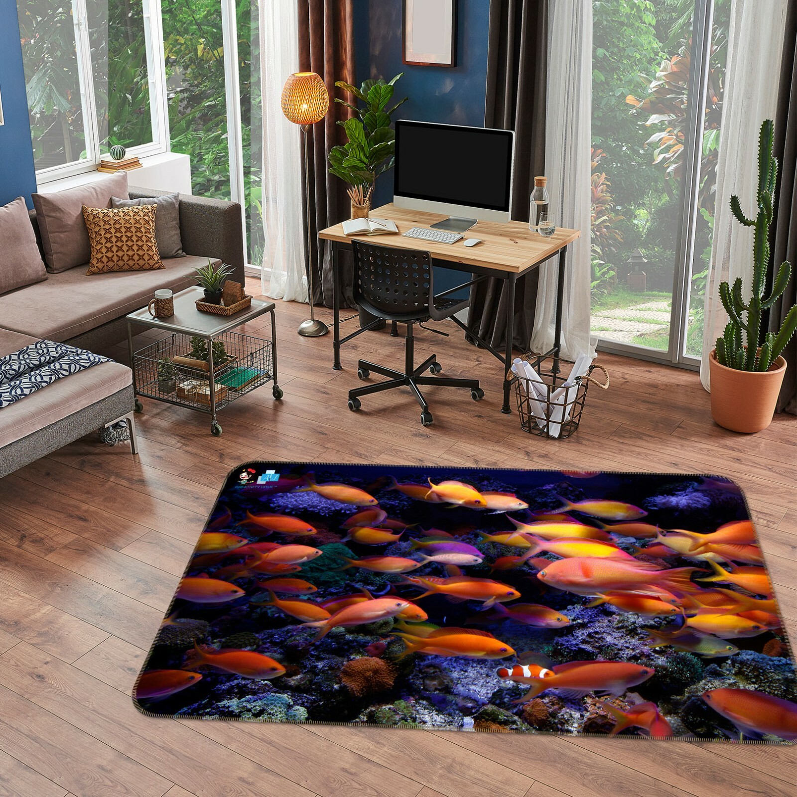 3D Orange Fish ZHUA3679 Game Non Slip Rug Mat Photo Carpet Zoe