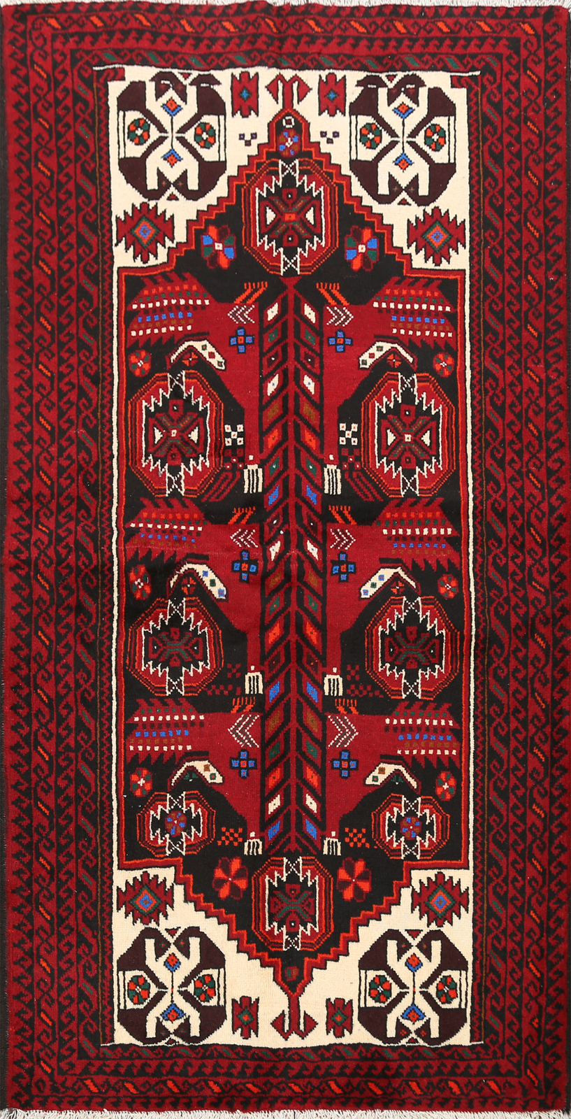 Geometric Balouch Tribal Traditional Hand-knotted Wool Area Rug Nomad Carpet 3×6