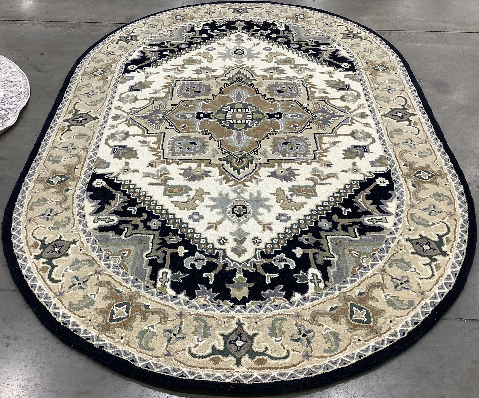 BEIGE / NAVY 6′-0″ x 9′-0″ Broken Thread Rug Reduced Price 1172681925 HG625D-6OV