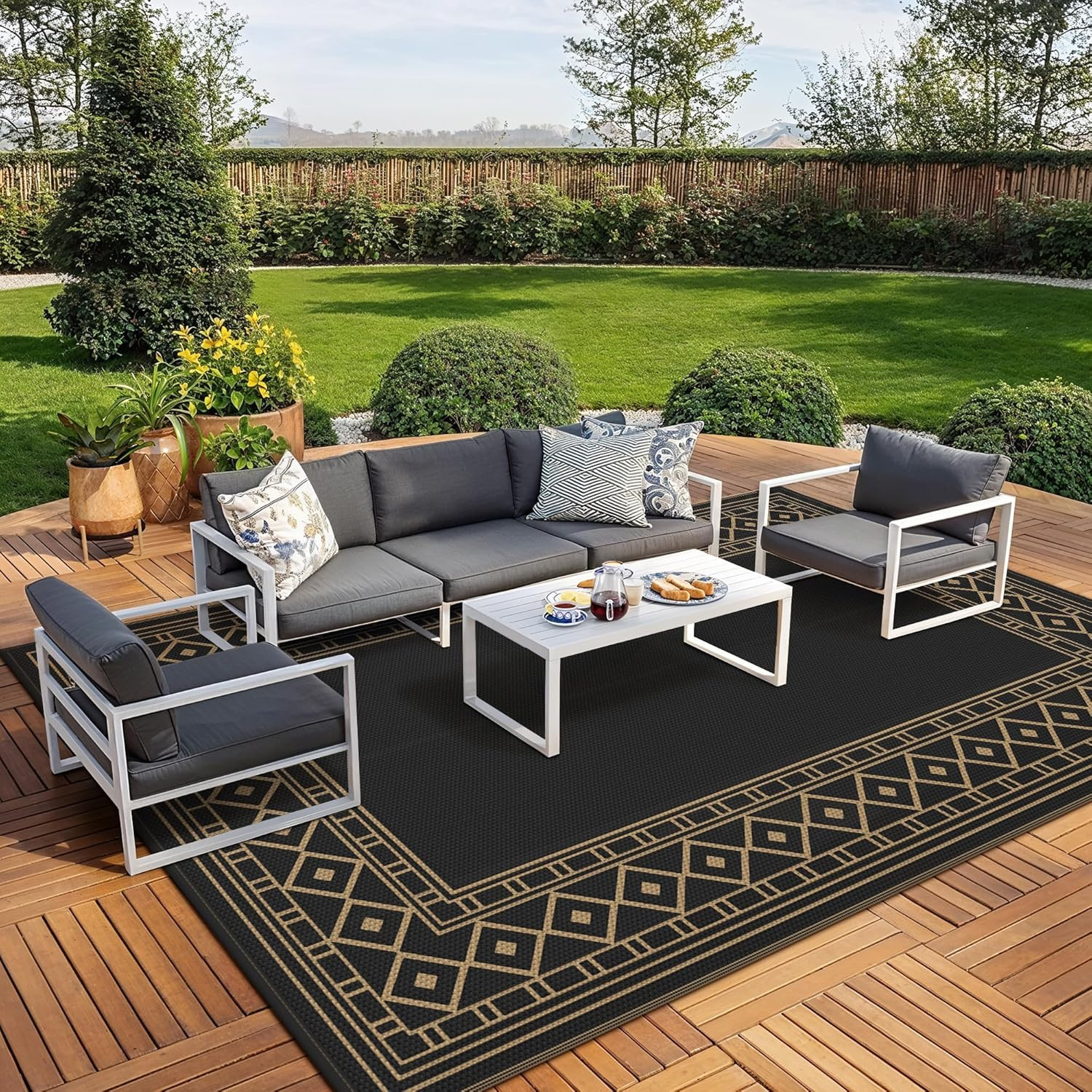 Waterproof Outdoor Rug 10’X20′ Reversible Mat for Patio, RV, Beach, Deck