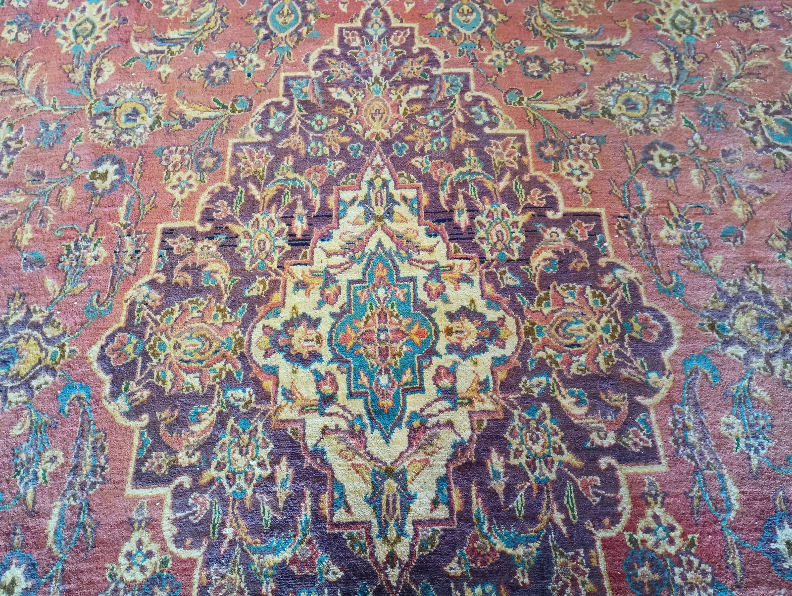 8′ x 13′ OLD Traditional Kashaan Rug Faded antique Red #F-5869