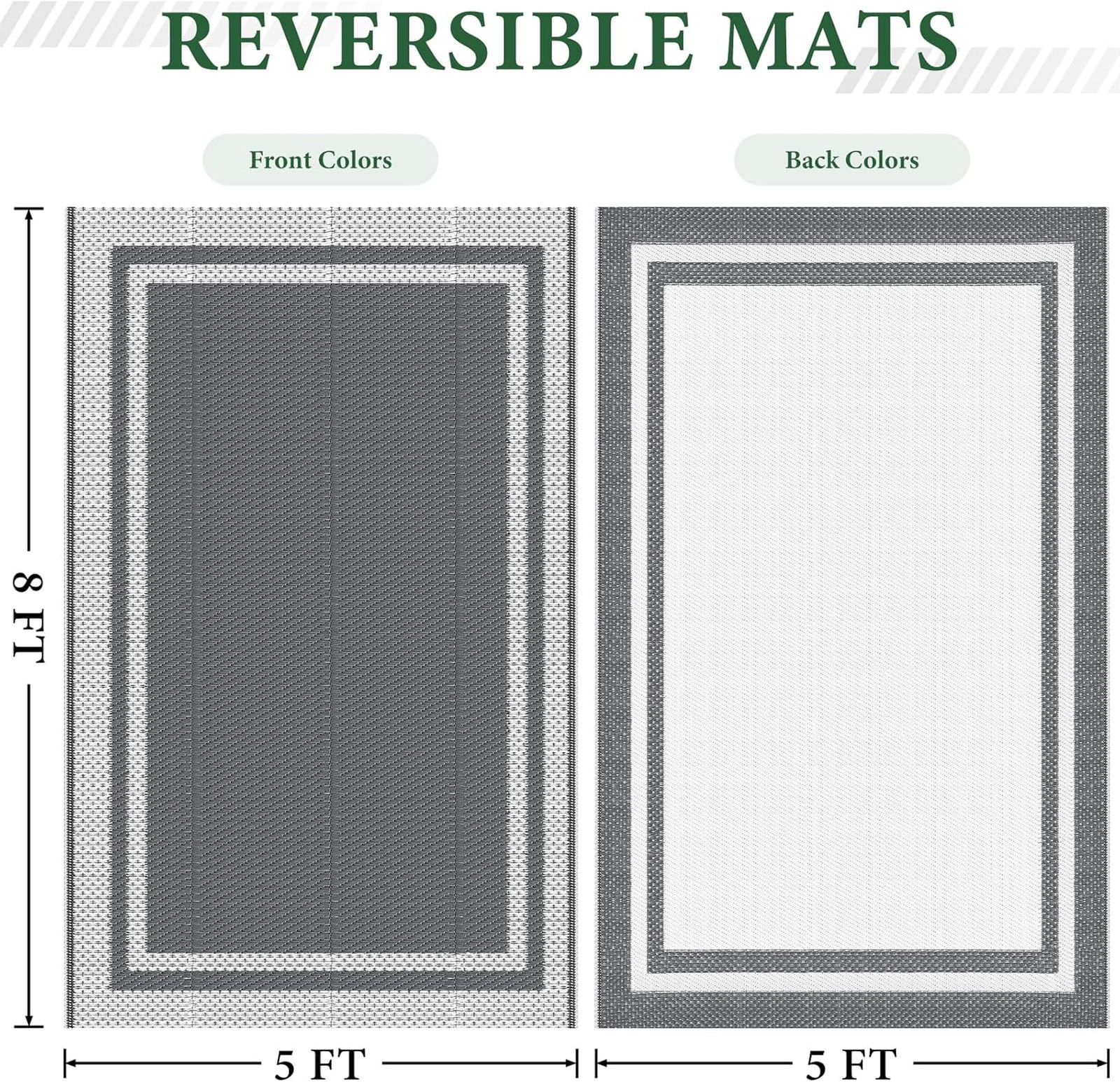 Outdoor Reversible Rug Plastic Straw Camping Mat for Patio Deck Porch Balcony