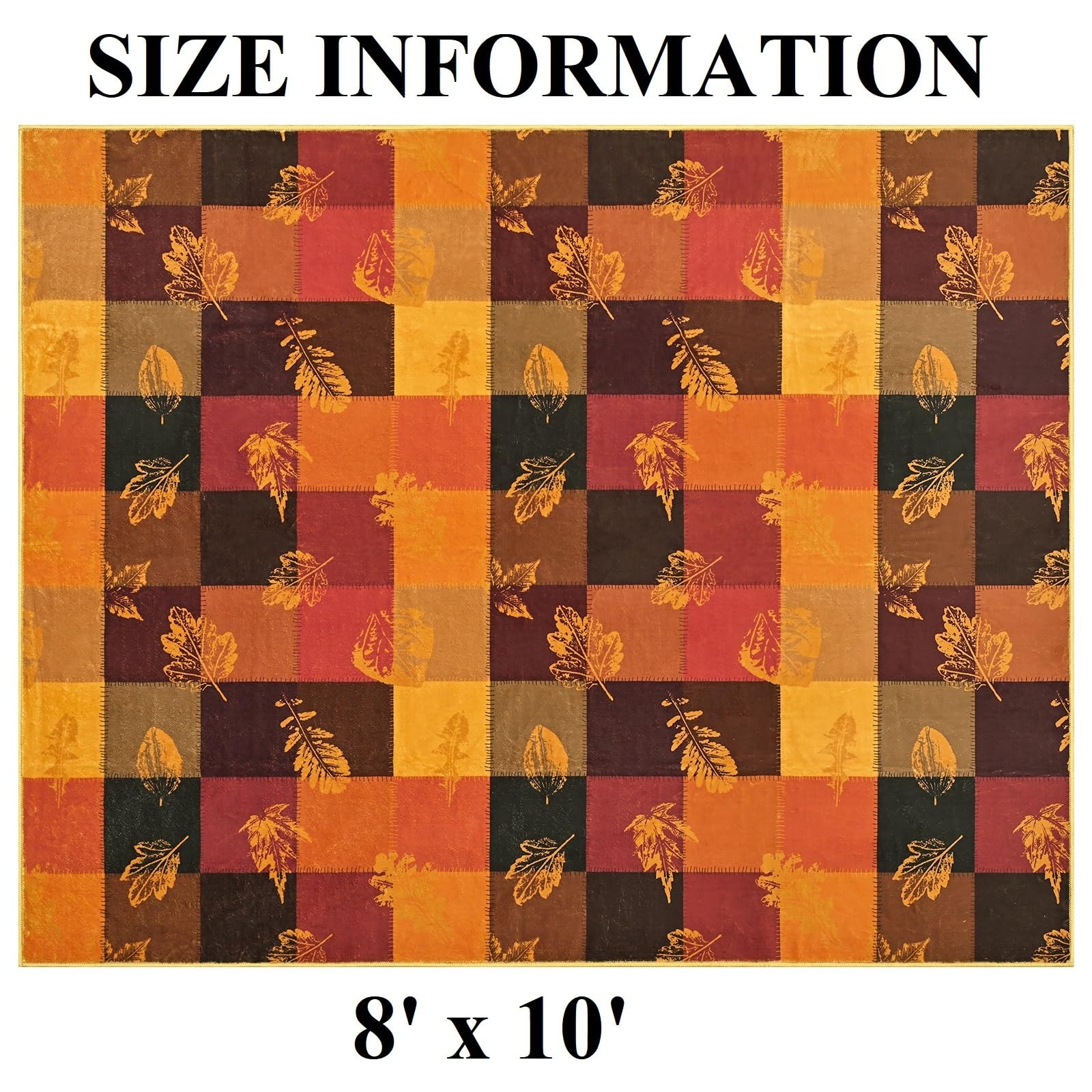 Fall Area Rug 8×10, Thanksgiving Maple Leaf Living Room Rugs for Bedroom
