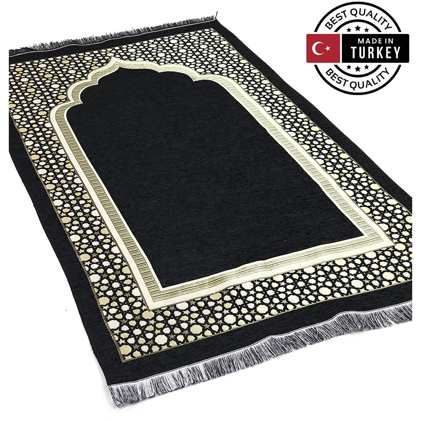 Turkish Islamic Prayer Mat – Thin Woven Chenille Sajjadah – Intricate Praying…