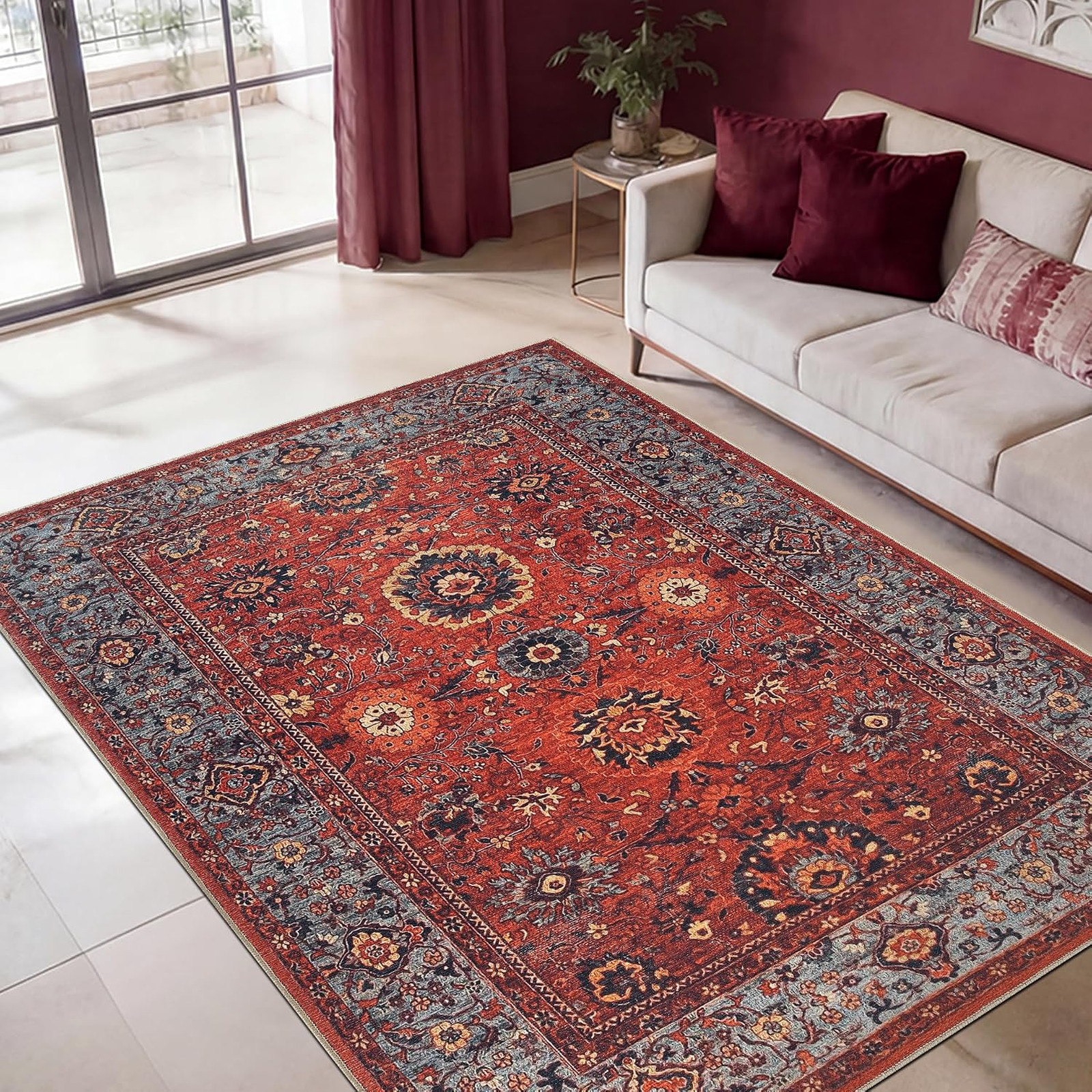 Keen Home Design 3×5 Rug Machine Washable Entry Rug Non Slip Vintage Durable Low