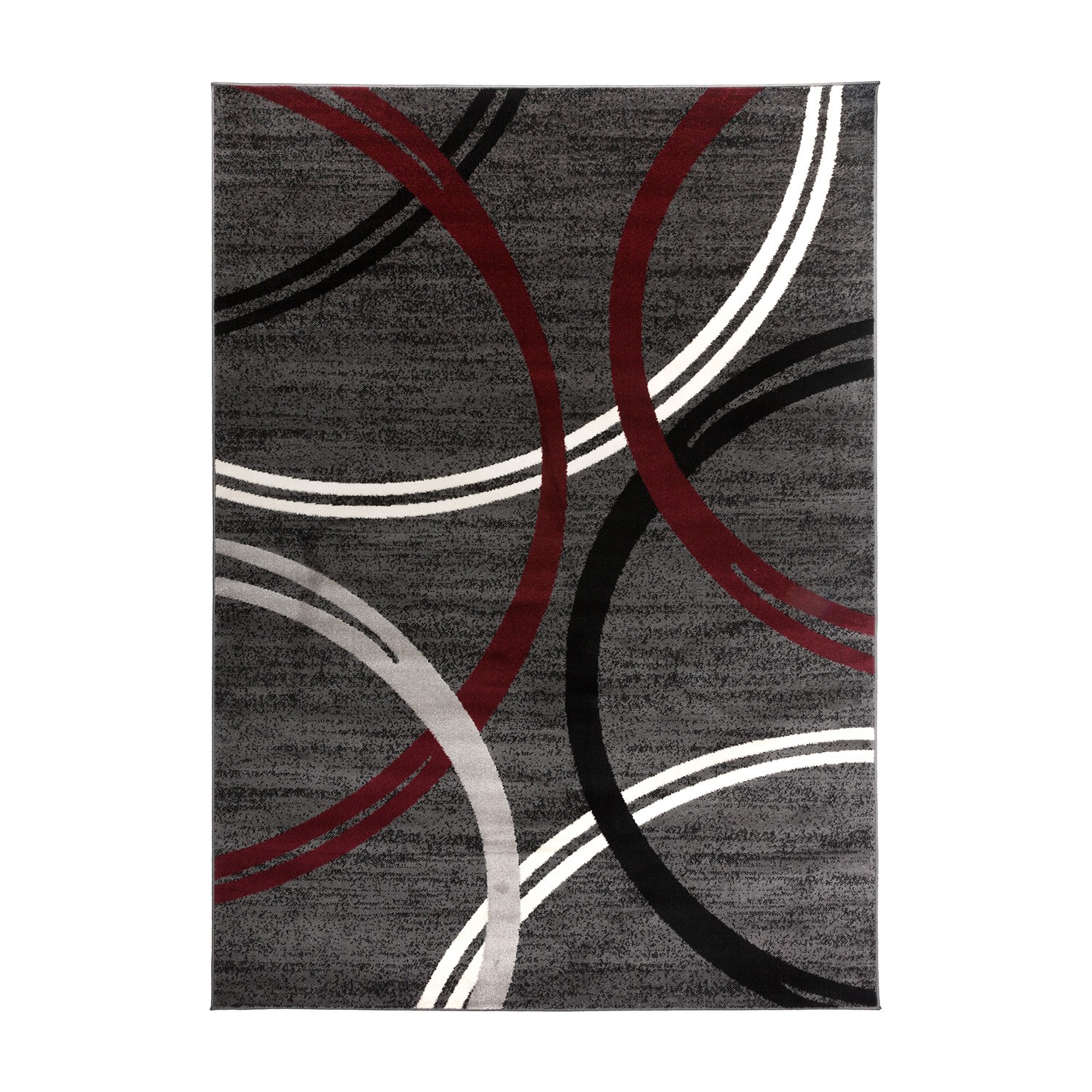 Rugshop Area Rug Modern Abstract Circles Design Red Rugs Carpet for Living Room