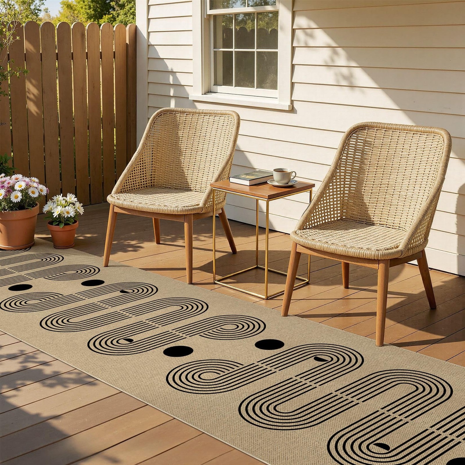 2×8 Outdoor Jute Runner Rug, Neutral Rugs Washable Farmhouse Patio Non Slip R…