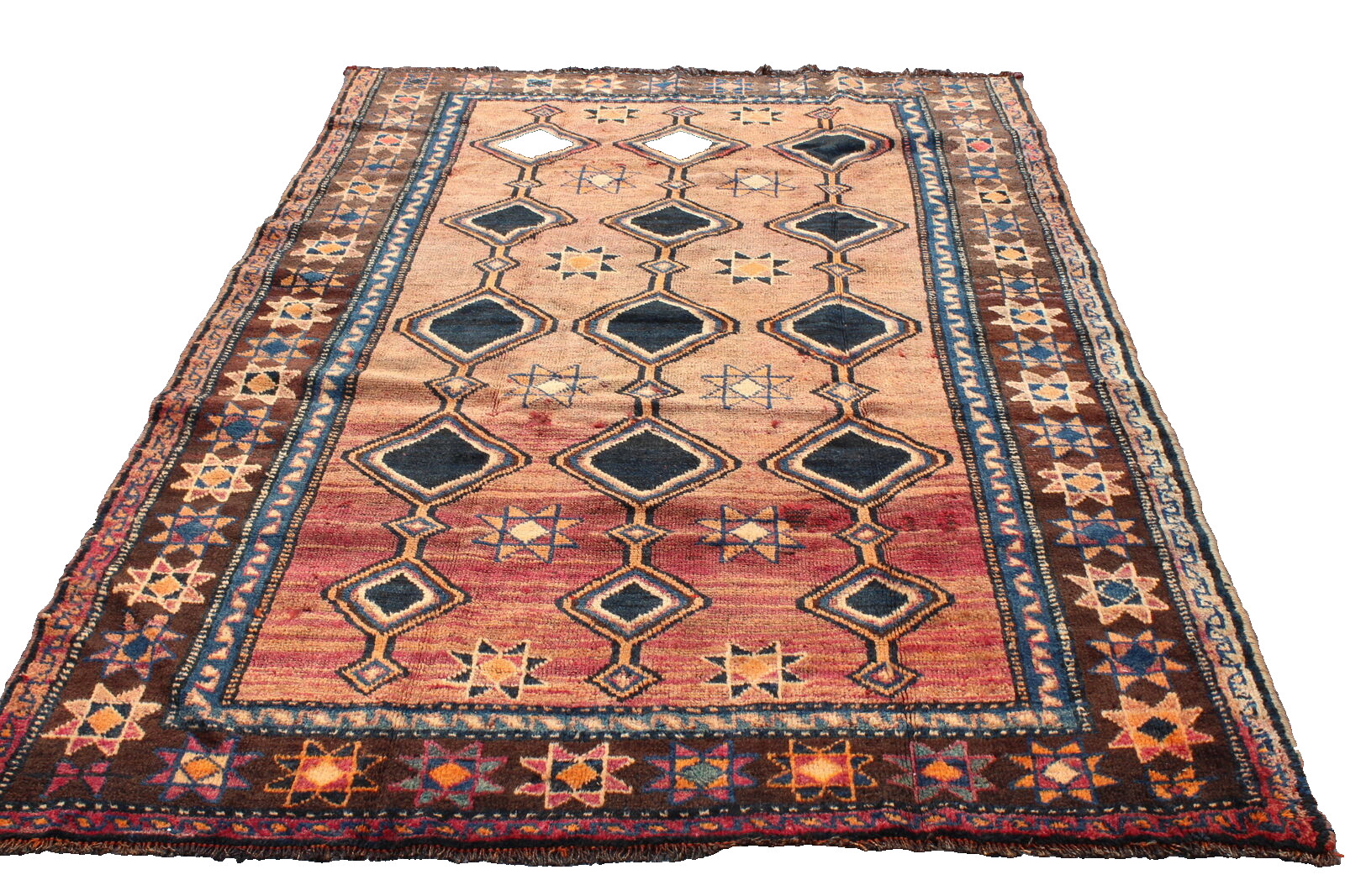 Terra Cotta Geometric Tribal Turkish 4′ 11″ x 7′ 7″ Brown Hand Knotted Area Rug