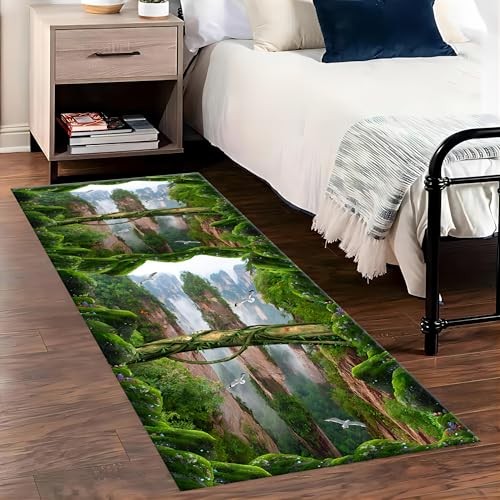 Optical Illusion Area Rug, 3D Green Corridor Rugs with Prints Like 2x7ft 15