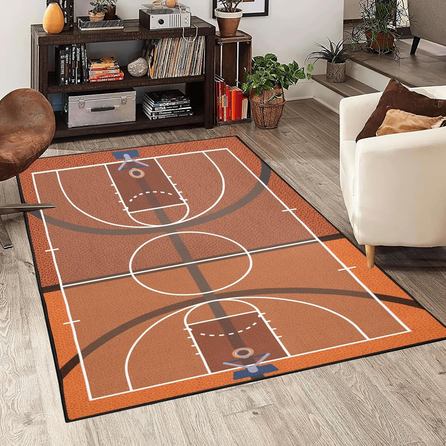 Basketball Court Area Rug – 36X24 inch, Non-Slip Floor Mat for Living Room, Bedr