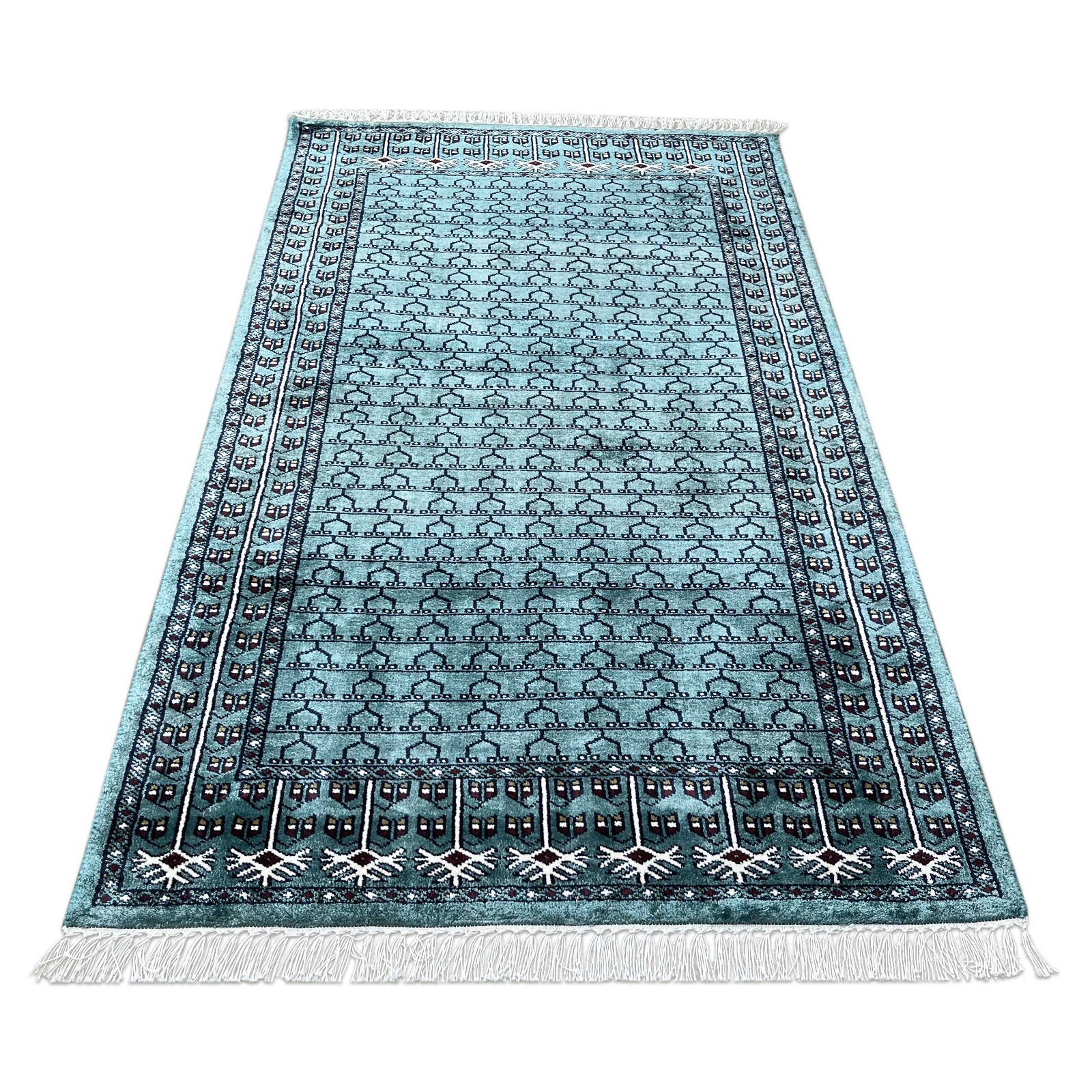 Amma Carpets 3×5 feet Rug Parda Handmade Art Silk Hand-Knotted Sky Blue