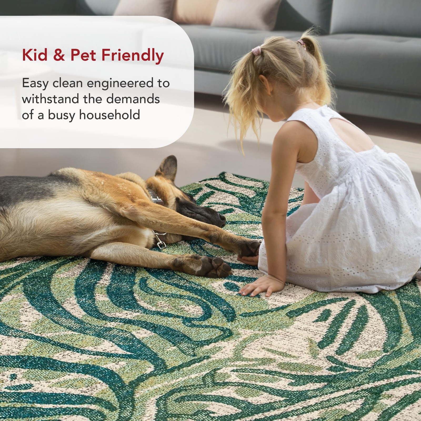 nuLOOM Cali Abstract Leaves Area Rug, 3′ x 5′, Green