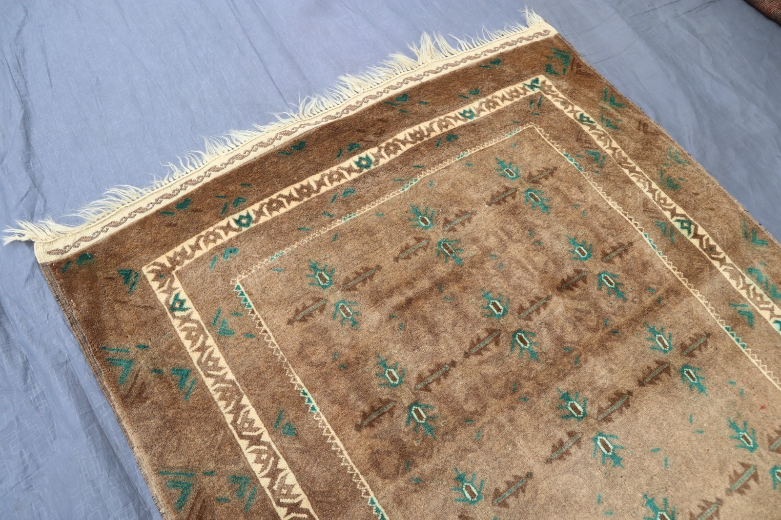 Terracotta Rug 3’8×6’3 ft Afghan Handmade Neutral Rug- Gray Caucasian Rustic Rug