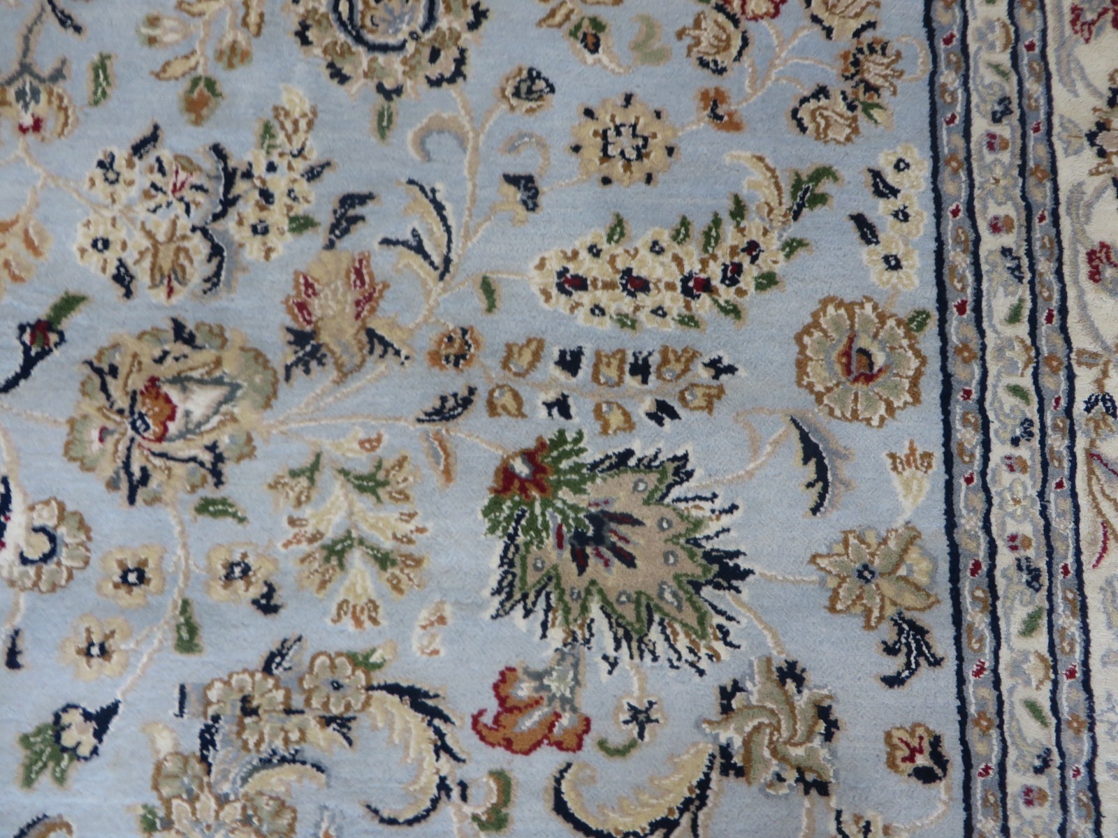 7’10 x 10’1 Hand Knotted Light Blue Fine Nain With Silk Oriental Rug G16115