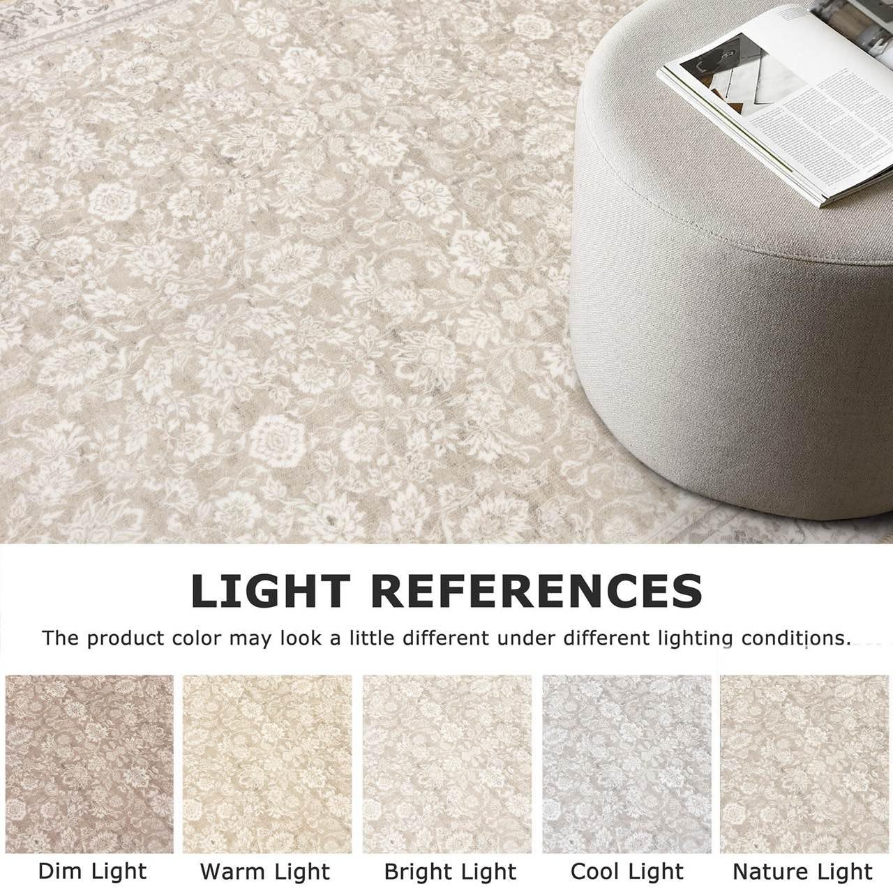2×3 Washable Rug Soft Area Rug for Entryway, Cream Beige Yellow White Grey Sl…