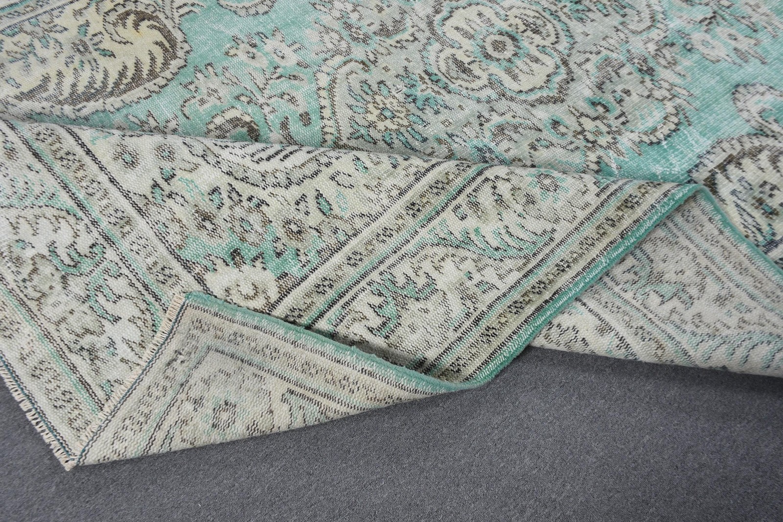 Turkish Large Rug 5,4×9,6 ft, Blue White Moroccan Rug Wool