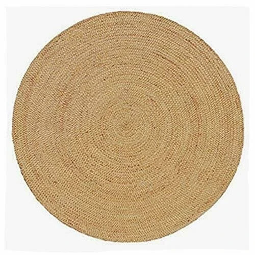 Rug Round 100% Natural Jute Hand Braided Style Reversible Modern Rustic Look Rug