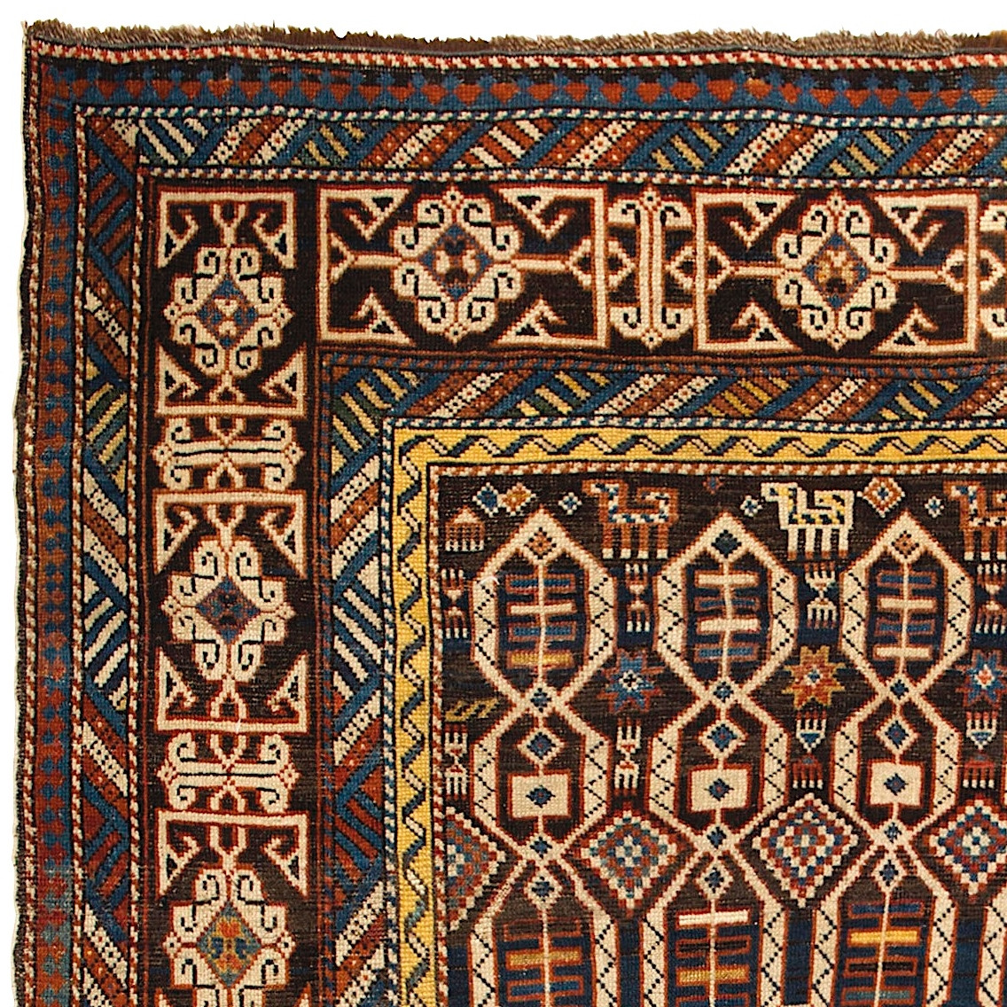 4×5.4 Ft Rare Antique Caucasian Kuba Shirvan Wool Rug, Ca 1880