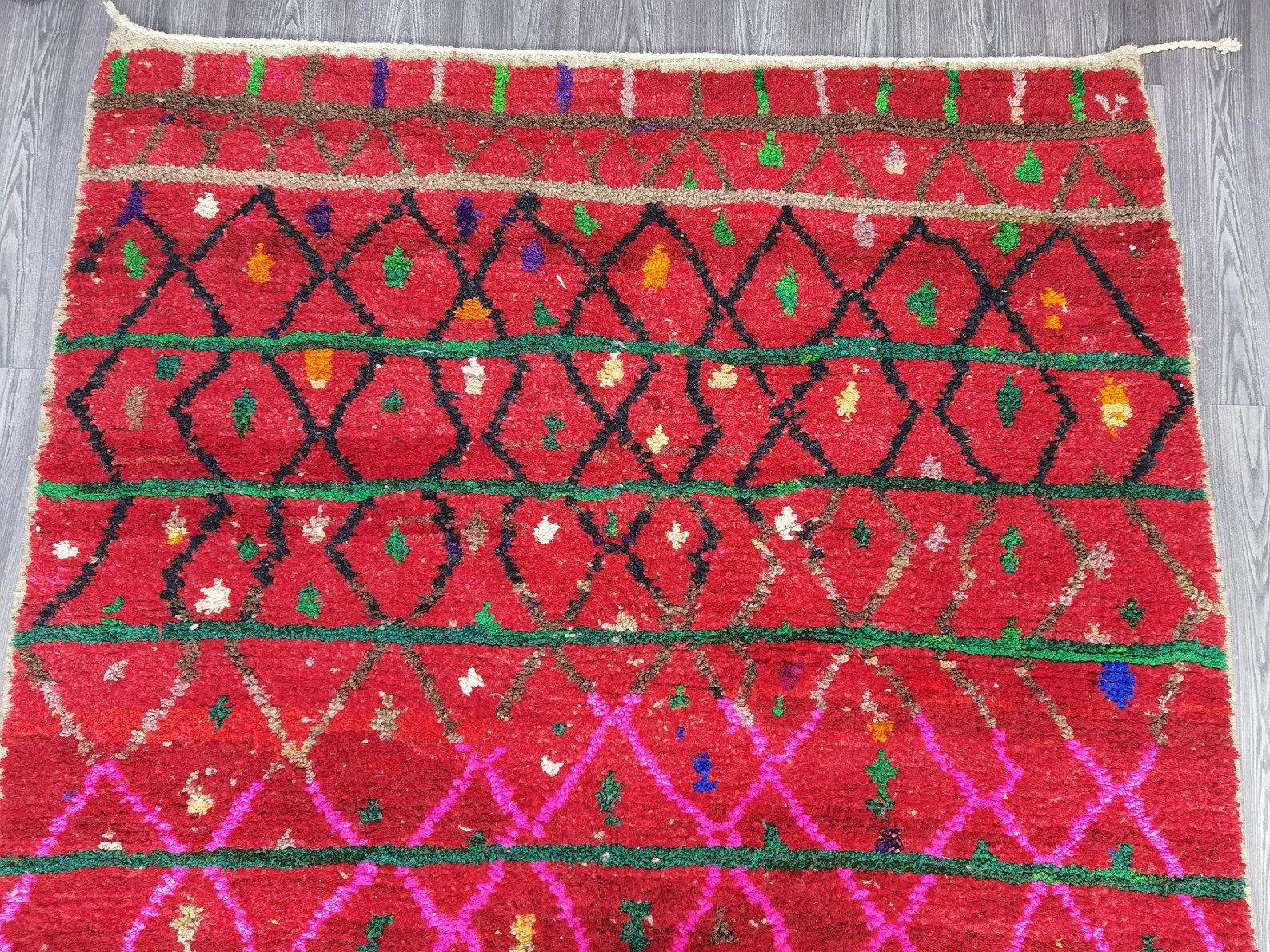 Moroccan Wool Rug – Handmade Orange Berber Carpet, Saffron Boho Area Rug, Custom