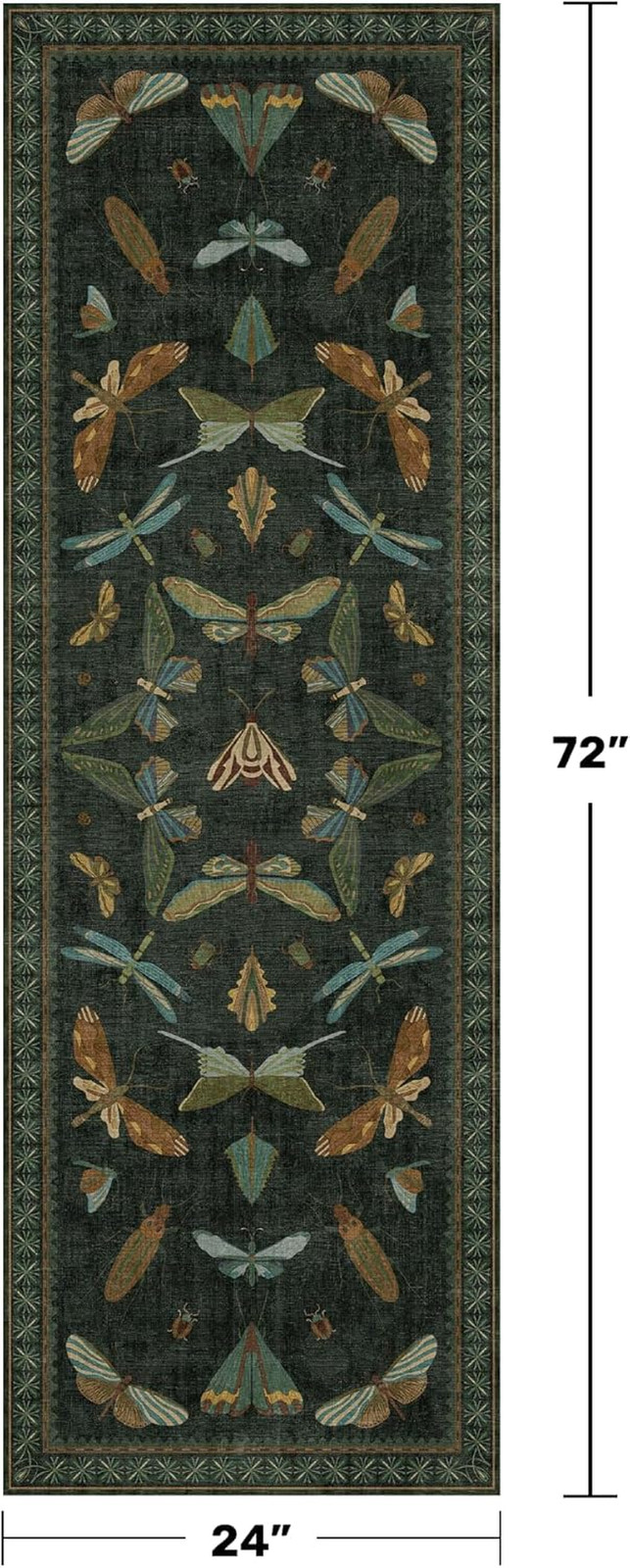 Hazo Haus Washable Insect 2X6 Runner Rug for Hallway- Stain Resistant Kitchen Ru